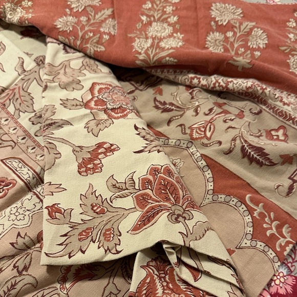Pottery Barn King Duvet Tascha Palampore floral reversible terracotta and Tan